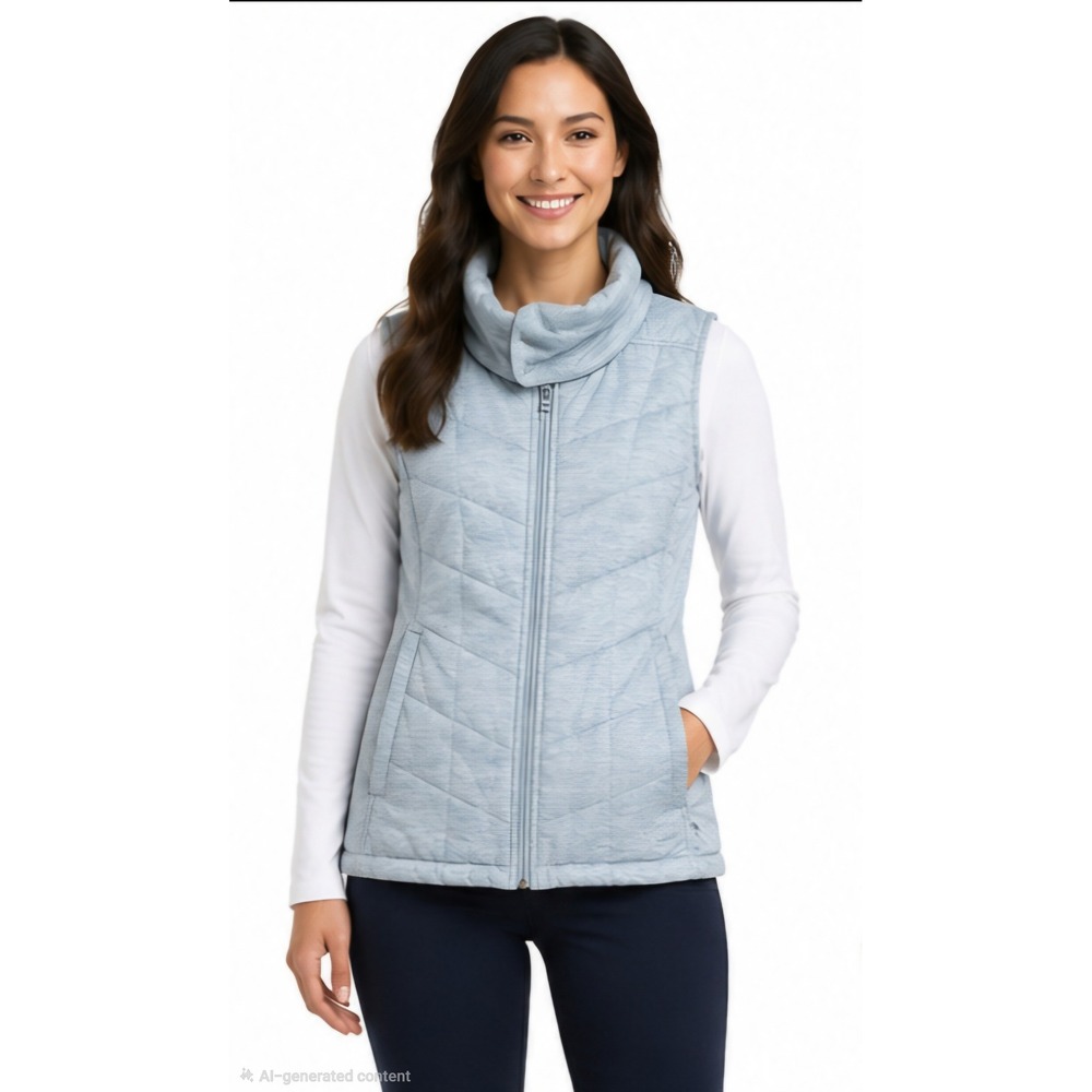 THE NORTH FACE Women's Quilted Insulated Vest Light Blue Size Large Full Zip